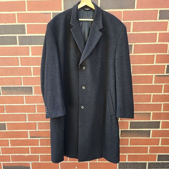 Jos. A. Bank Mens Black 3 Button Wool 48R Coat Warm Lined, Pockets, Excellent! - Picture 1 of 12